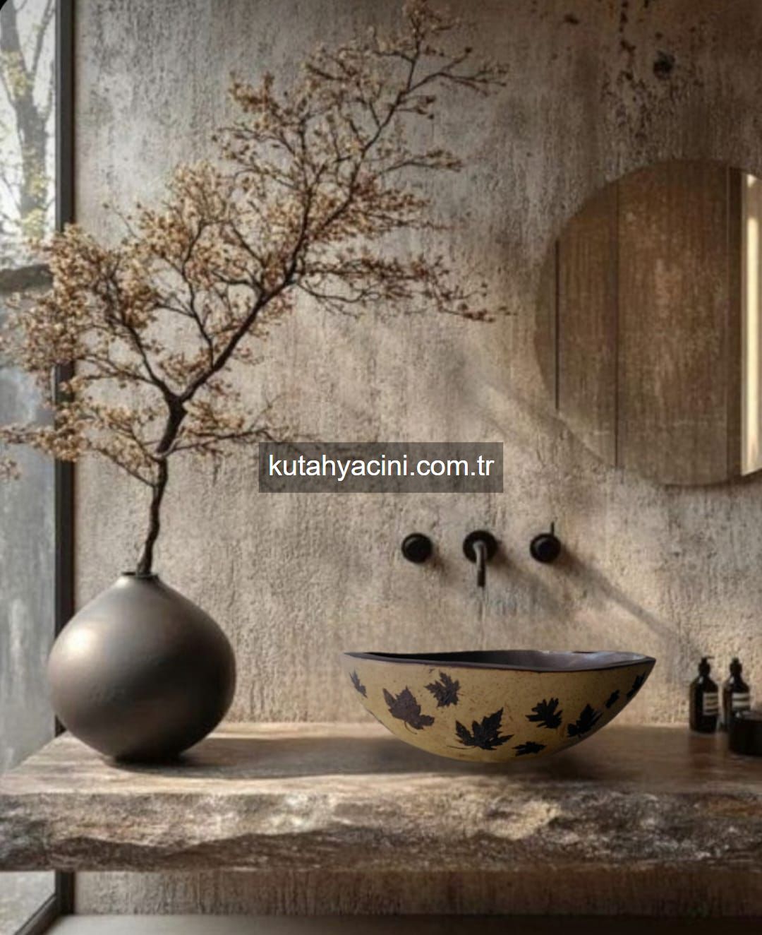 Porselen El Dekor Çinili Lavabo-103 İstenilen Ebatta 50-60cm ye Kadar yapılabilir